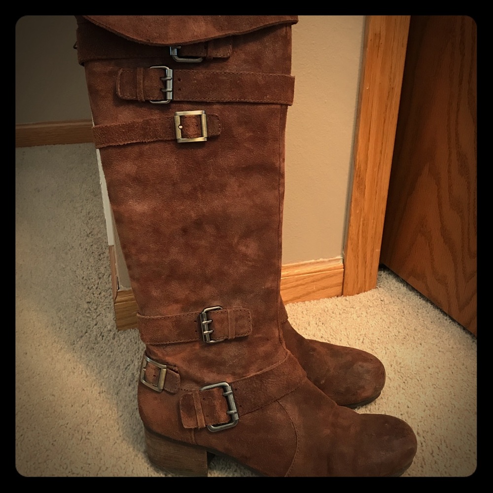 Brown Buckled Riding Boots